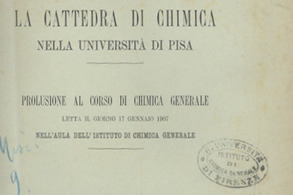 La cattedra di chimica nell'Università di Pisa: prolusione al corso di chimica generale