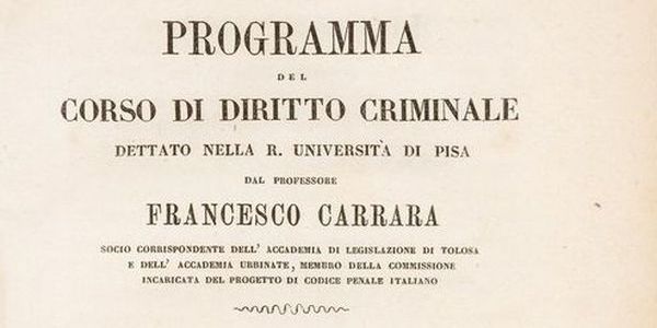 Carrara Franscesco, Programma del corso di diritto criminale, vol. 2, 1868, frontespizio, ritaglio