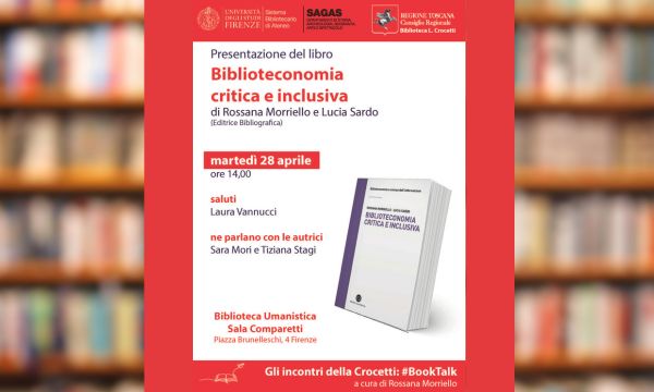 #BookTalk. Gli incontri della Crocetti. Martedì 28 aprile ore 14
