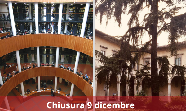 Sabato 9 dicembre Chiusura Biblioteche Lettere e Scienze Sociali