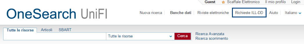 Prestito interbibliotecario OneSearch Unifi Prestito interbibliotecario OneSearch Unifi