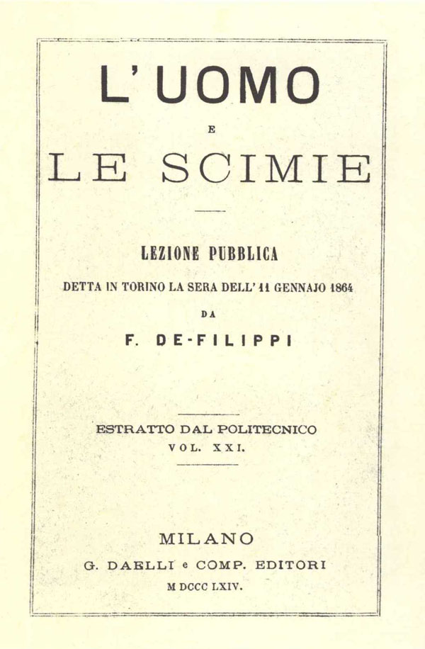 frontespizio di L'uomo e le scimie