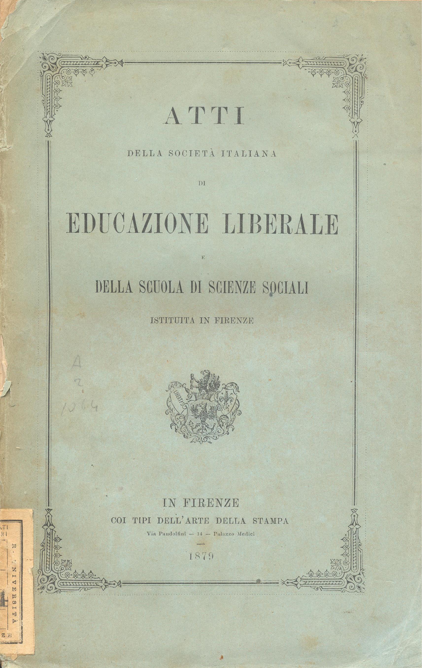 Atti della Società di educazione liberale