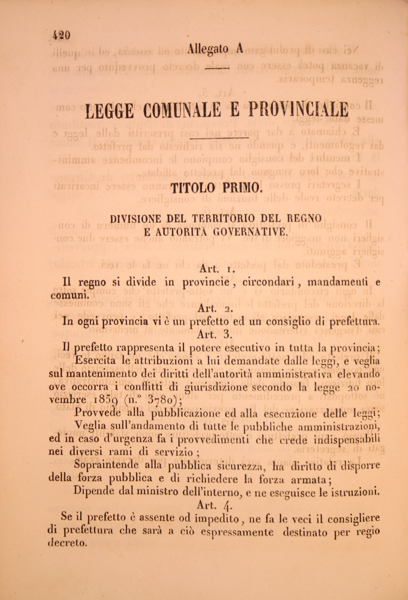 Allegato alla Legge per l'unificazione amministrativa