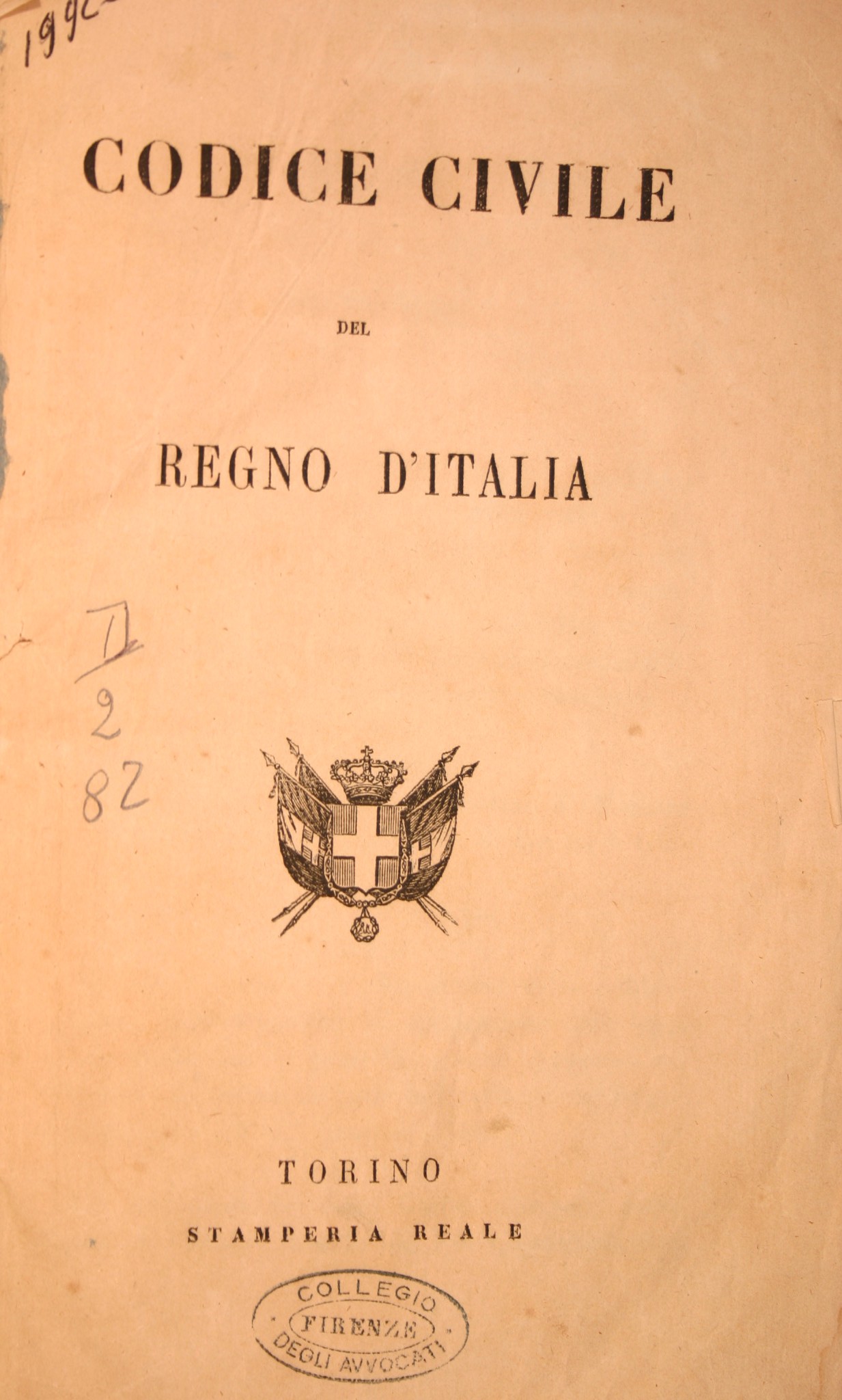 Frontespizio del Codice civile del Regno d'Italia