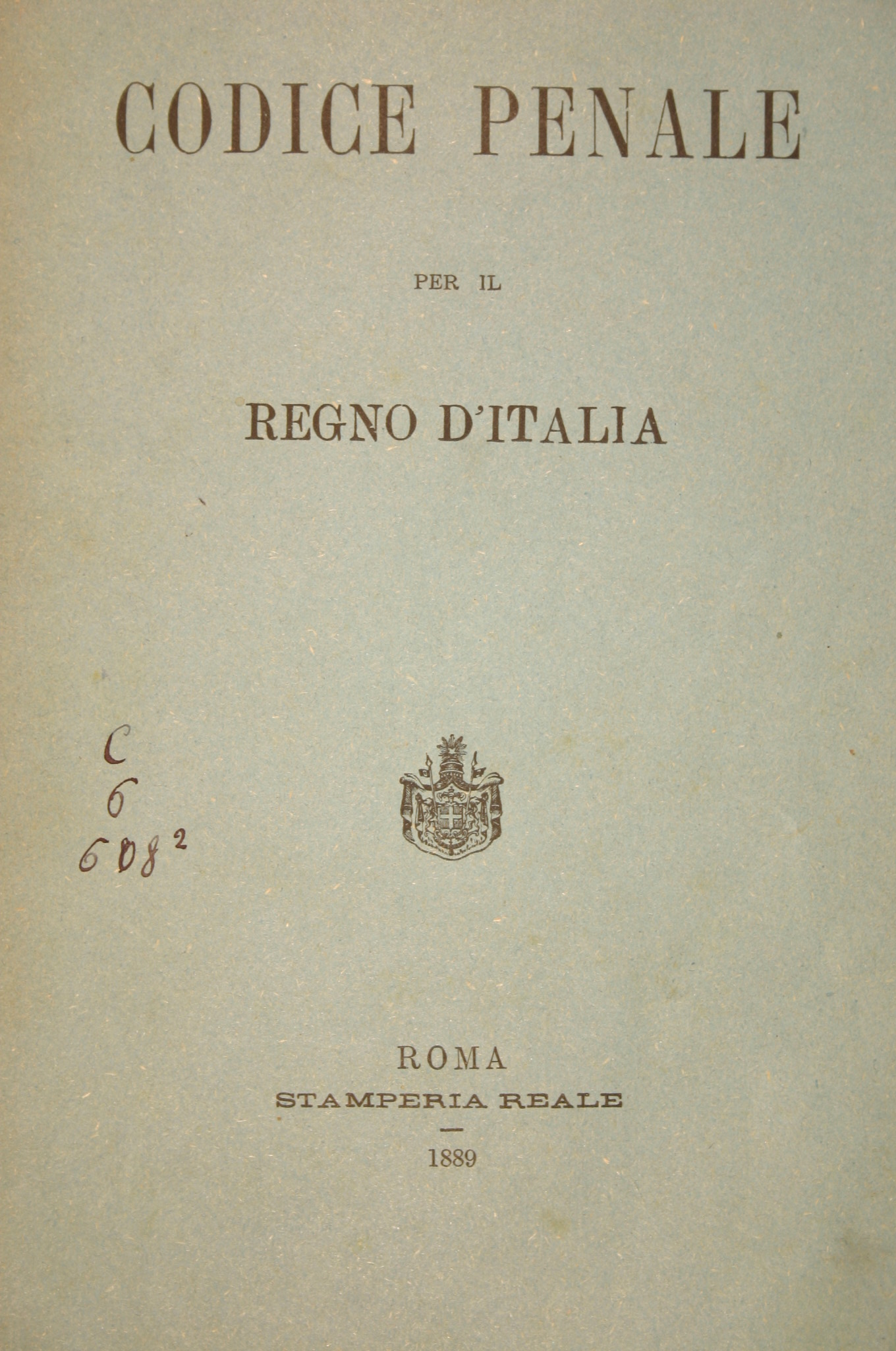 Frontespizio del Codice penale per il Regno d'Italia