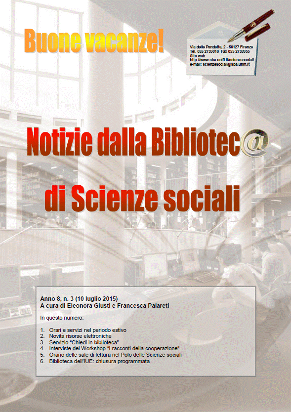 Newsletter della Biblioteca di Scienze sociali