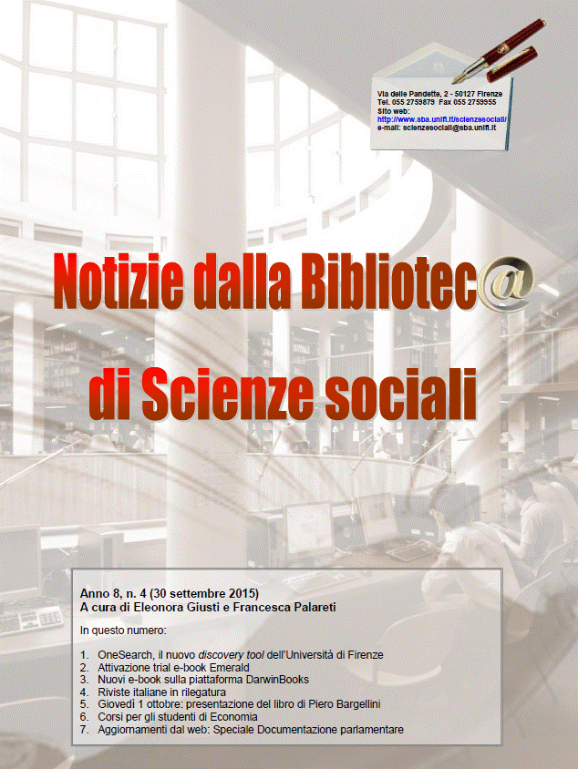 Newsletter della Biblioteca di Scienze sociali