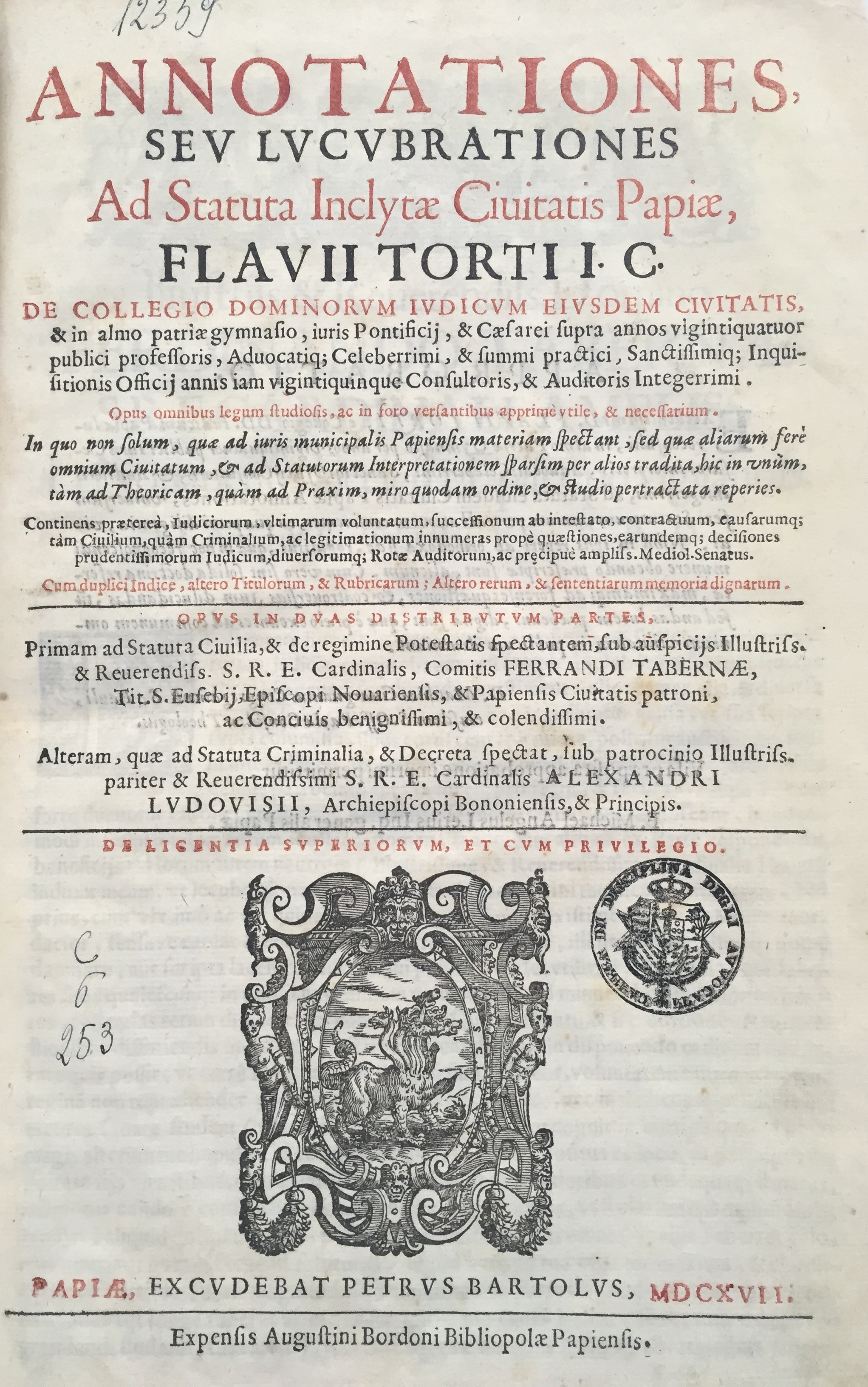 Annotationes, seu Lucubrationes ad statuta inclytae civitatis Papiae