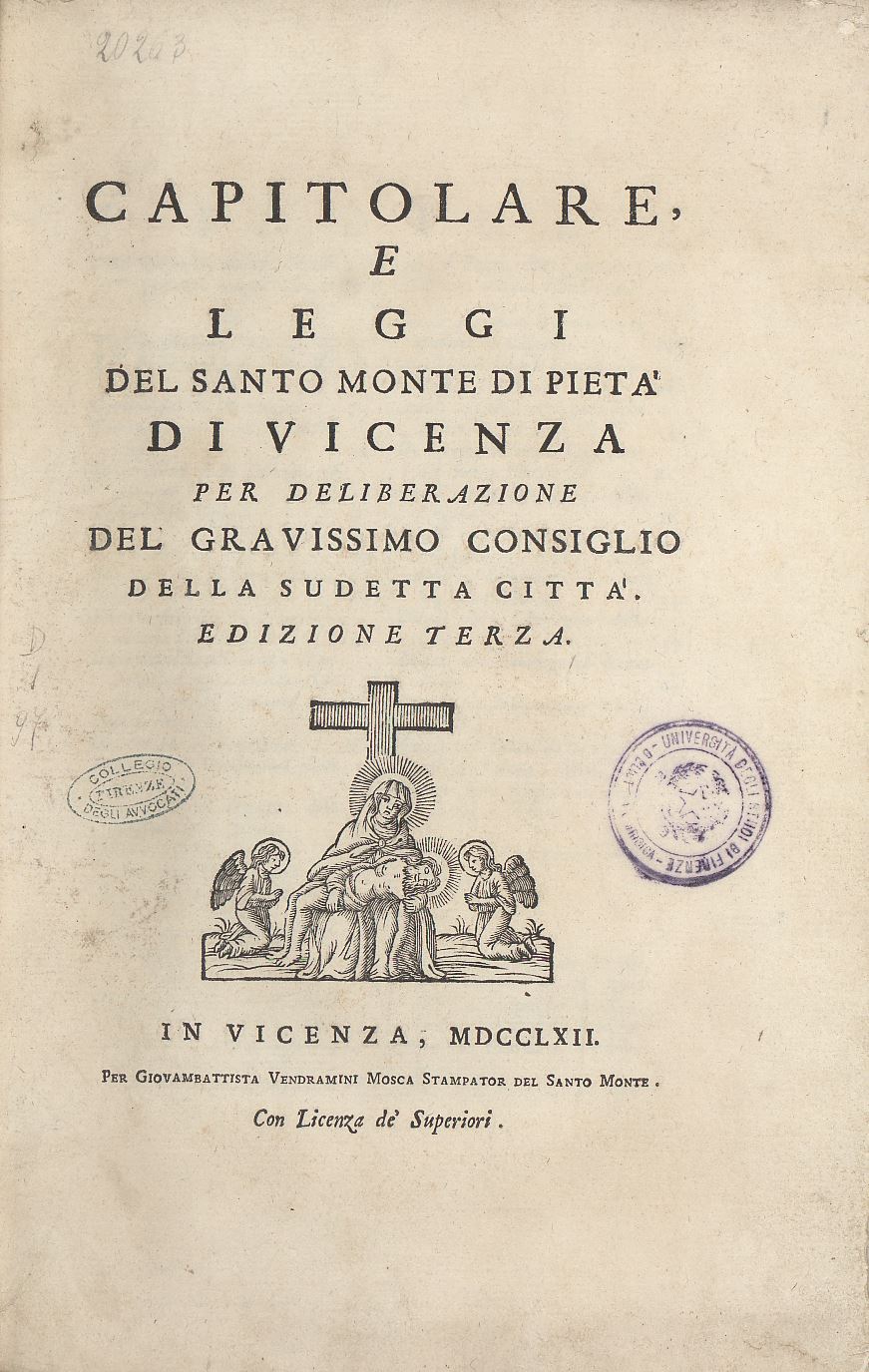 Capitolare, e leggi del santo monte di pietà di Vicenza 