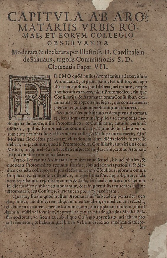 Capitula ab aromatariis urbis Romae, et eorum collegio observanda