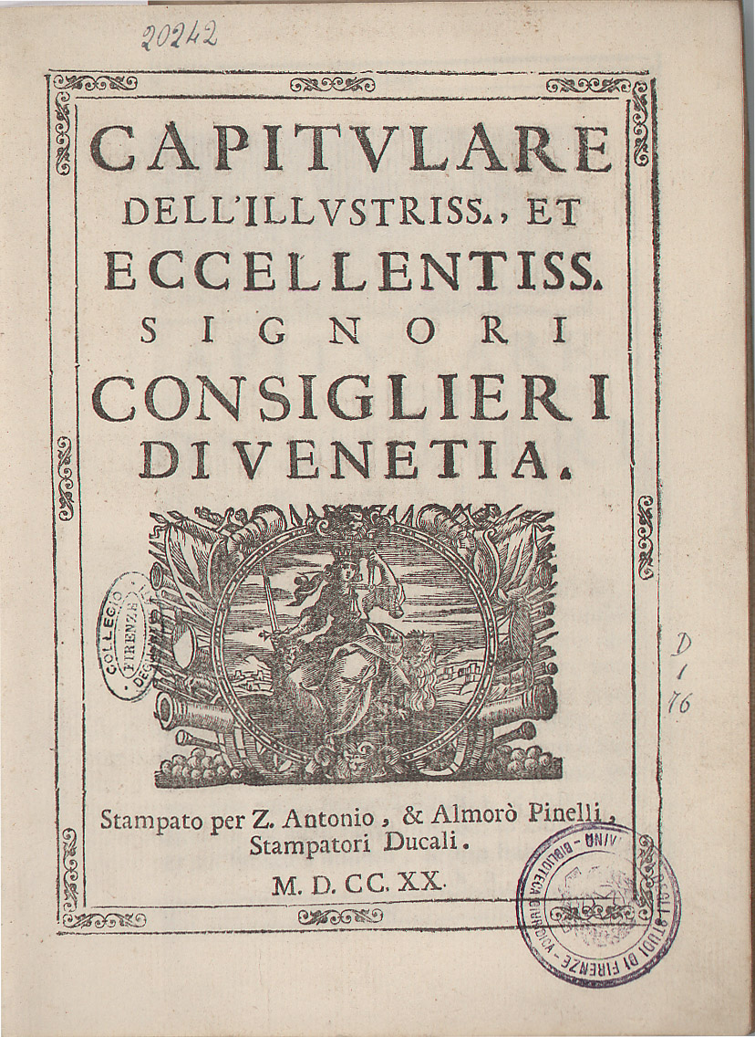 Capitulare dell’illustriss., et eccellentiss. signori consiglieri di Venetia