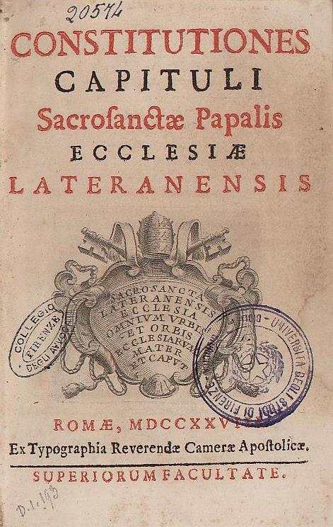 Constitutiones capituli sacrosantae papalis ecclesiae Lateranensis