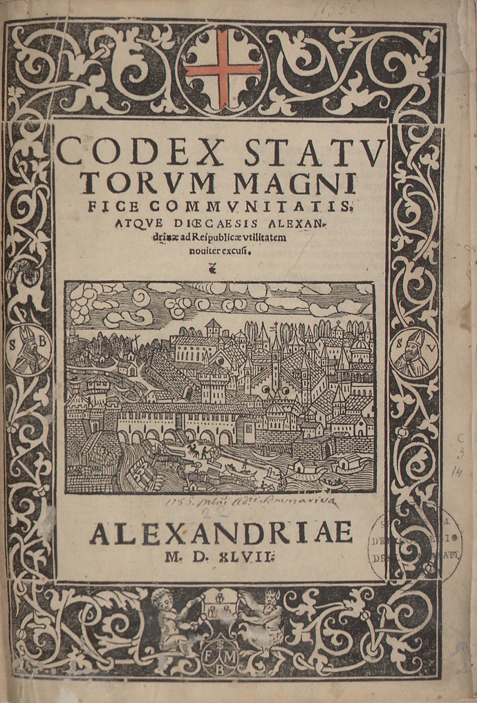Codex statutorum magnifice communitatis, atque dioecaesis Alexandrinae 