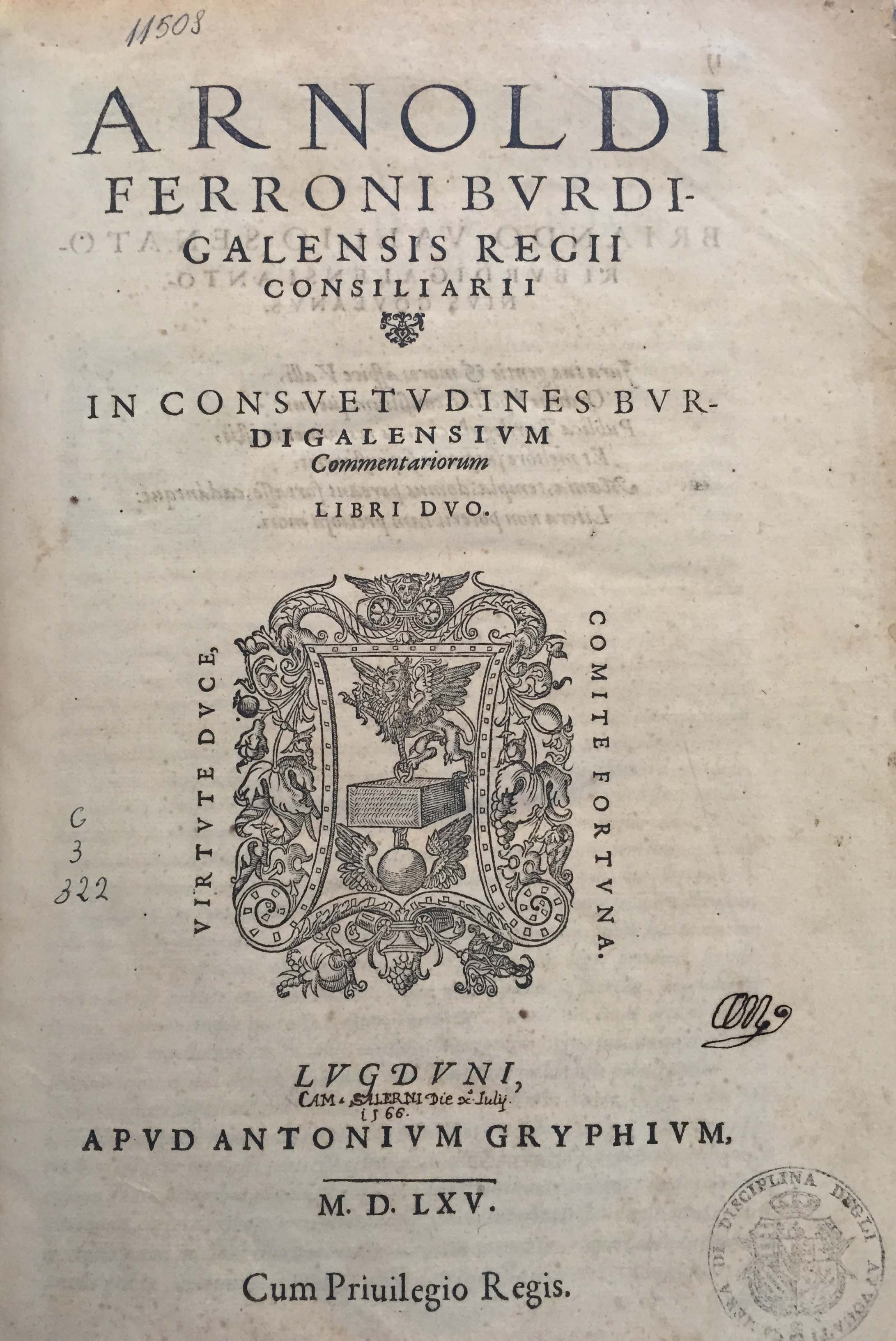 In consuetudines Burdigalensium commentariorum libri duo