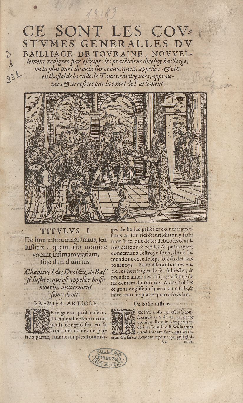 Coustumes du duché et bailliage de Touraine anciens ressorts et enclaves d’iceluy, avec les annotations de maistre Estienne Pallu