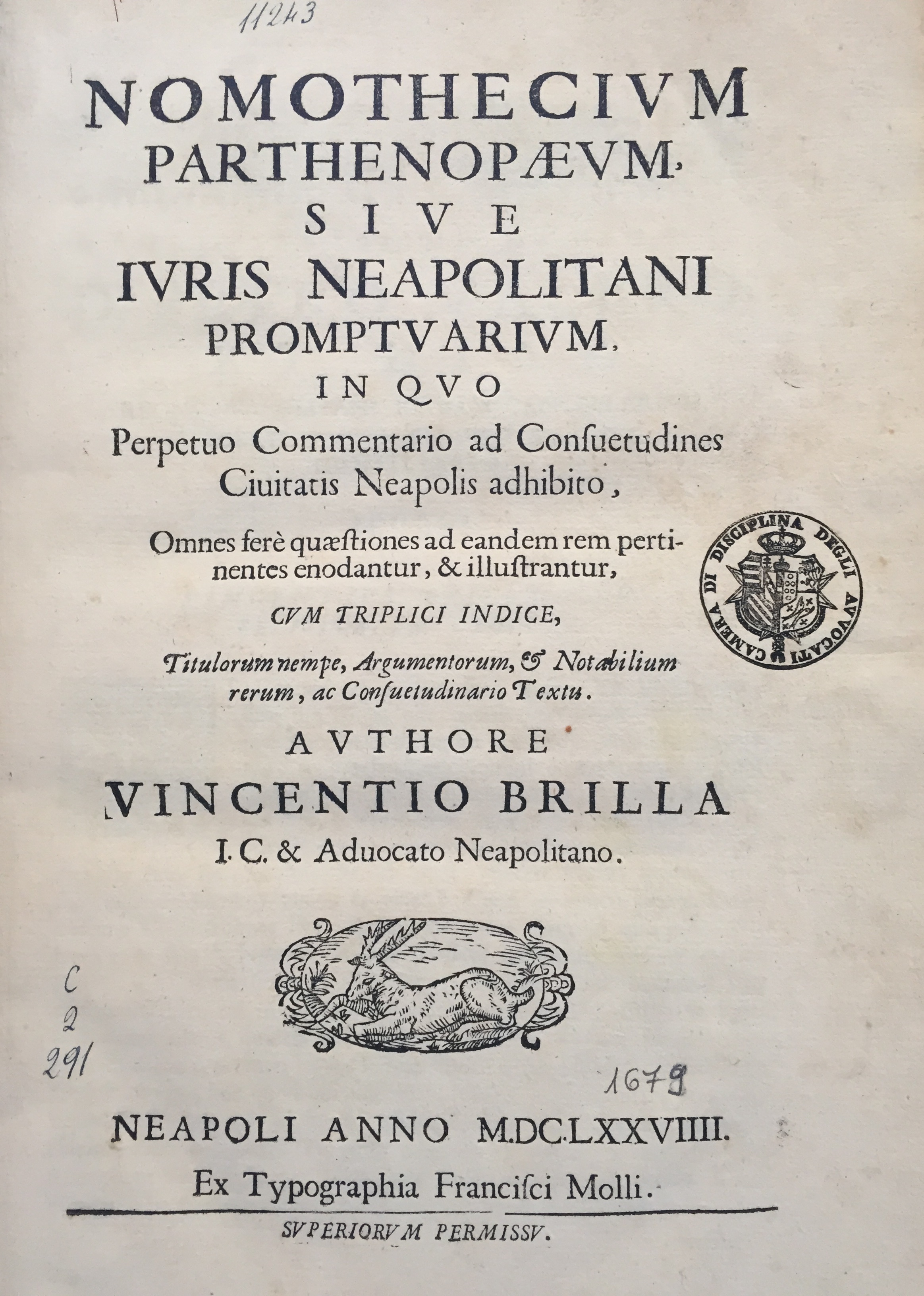 Nomothecium Parthenopaeum, sive Iuris Neapolitani promptuarium 