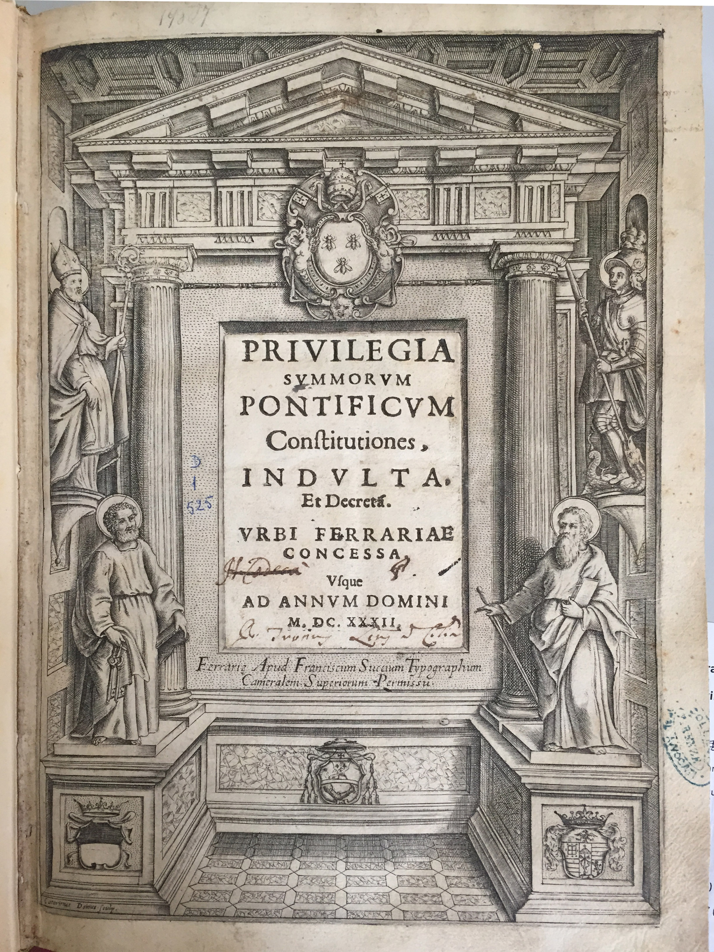 Privilegia summorum pontificum constitutiones, indulta, et decreta urbi Ferrariae concessa 