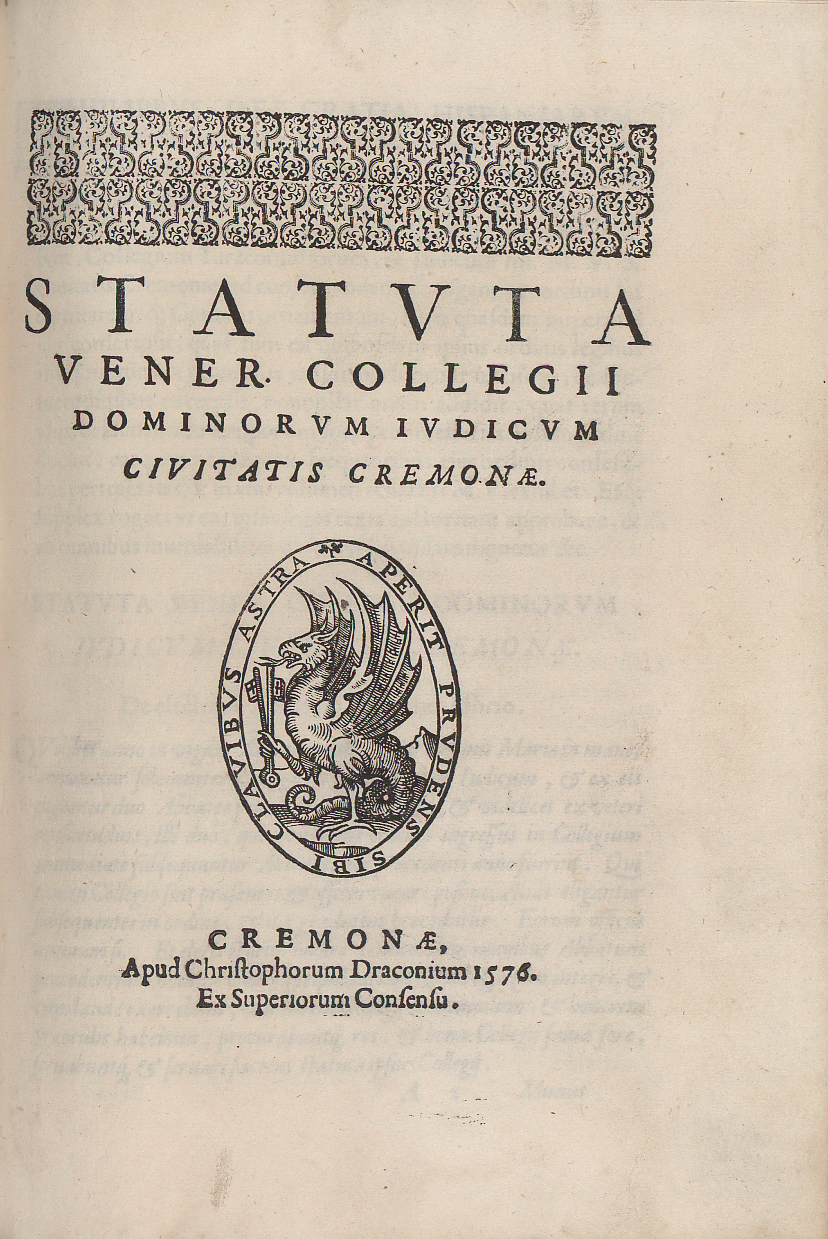 Statuta vener. collegii dominorum iudicum civitatis Cremonae 