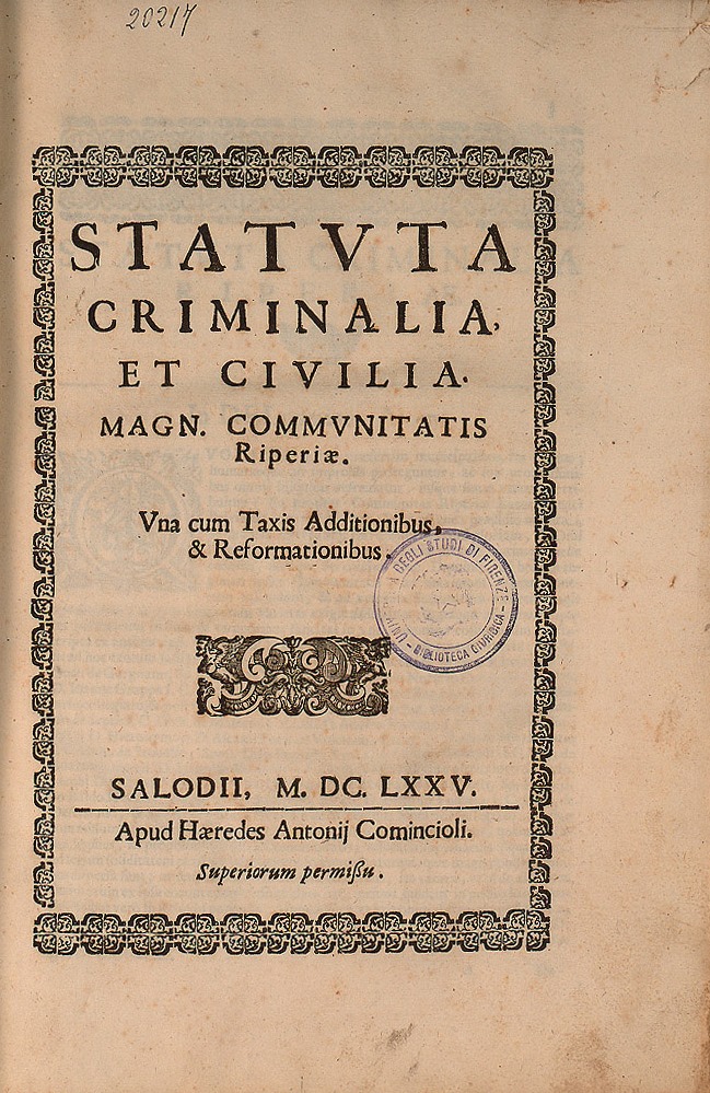Statuta criminalia, et civilia. magn. communitatis Riperiae 
