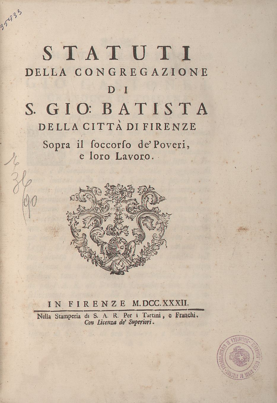 Statuti della congregazione di S. Gio. Batista della città di Firenze 