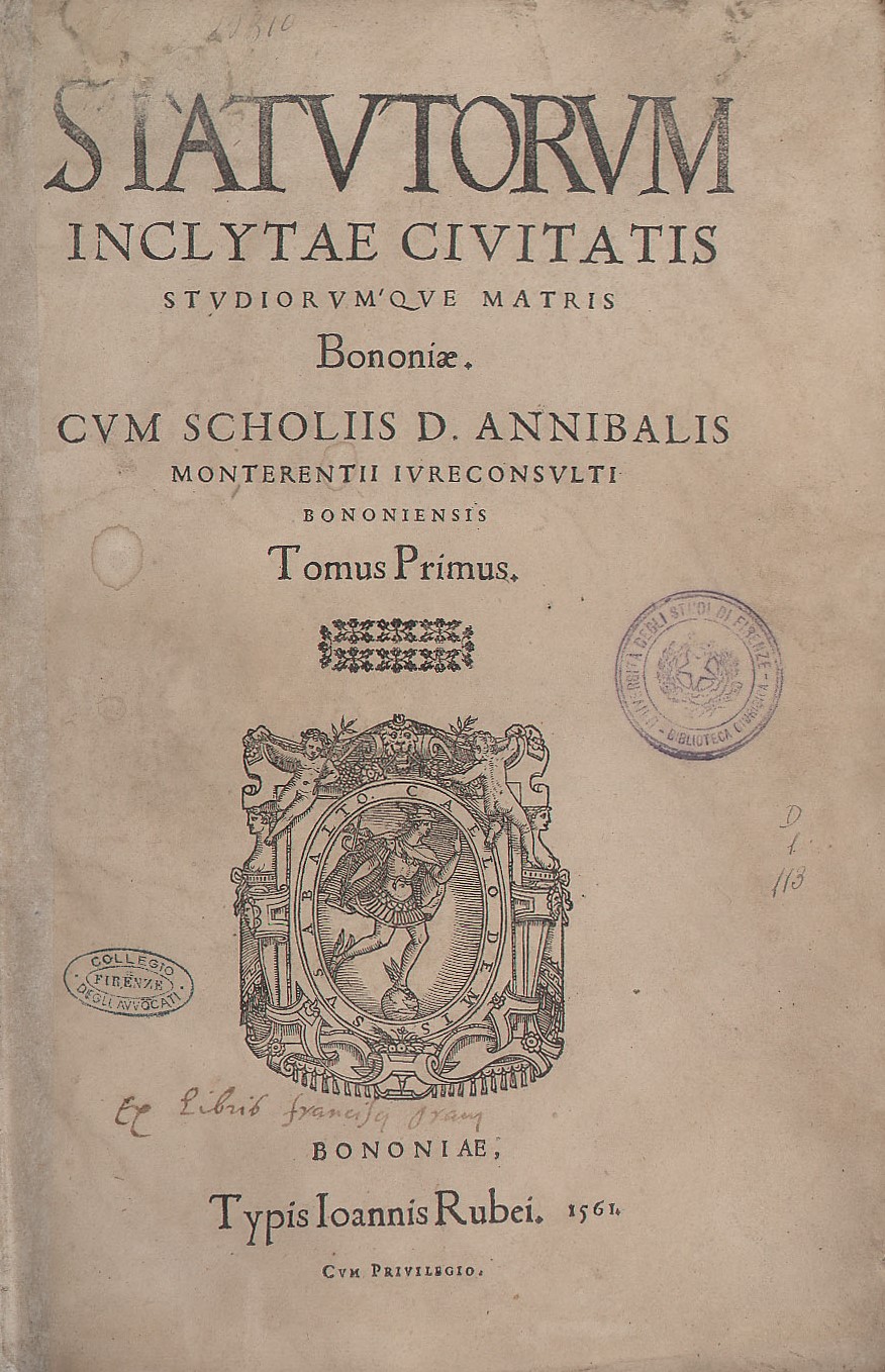Statutorum inclytae civitatis studiorumque matris Bononiae