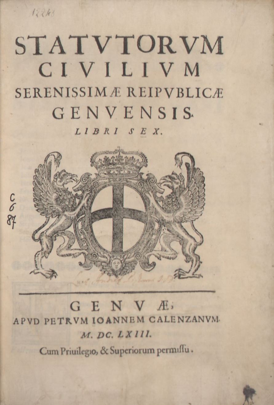 Statutorum civilium serenissimae reipublicae Genuensis 