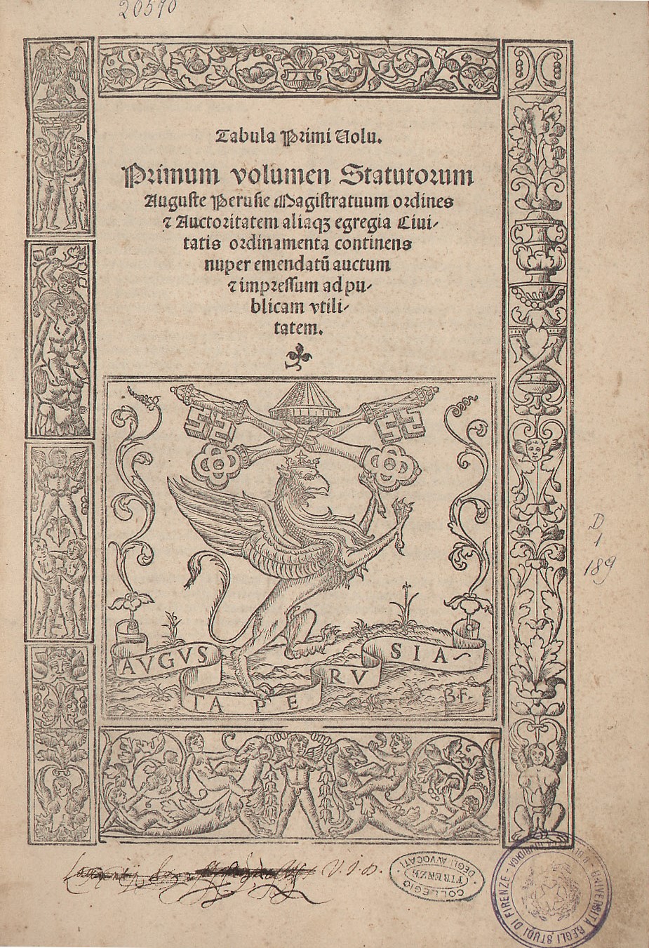 Primum [-quartum] volumen statutorum Auguste Perusie